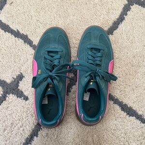 Puma Teal and Pink Suede Sneakers